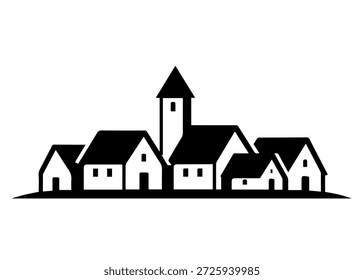 Icono de Vector de la ciudad vieja sobre un fondo blanco
Icono negro de Vector