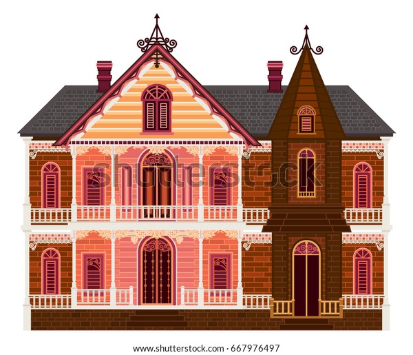 Old Town Victorian House Colonial Home Stock Vector (Royalty Free