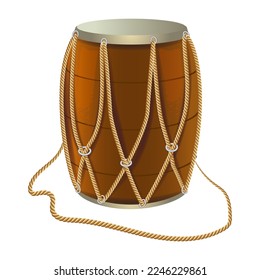 Old traditional drum, for making a rhythmic sound, at a party and holidays