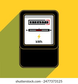 old traditional electric meter with mechanical counter and disk flat design vector illustration.