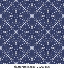 Old traditional handiwork. Stylized seamless texture on a dark indigo background. Web page backdrop.