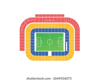 Old Trafford stadium (Manchester) scheme. Football stadium map. Vector education art illustration