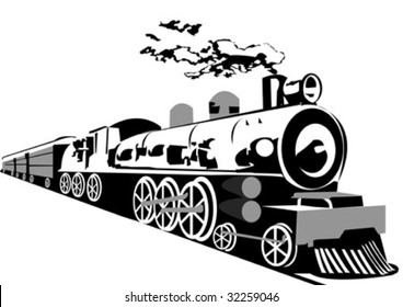 Old train isolated on white background