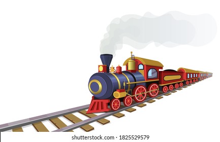 Old train. Vector cartoon illustration.