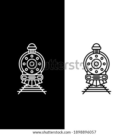 old train vector with line art. Abstract emblem, design concept, logo, logotype element for template.