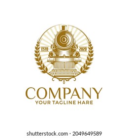 old train vintage gold color logo 