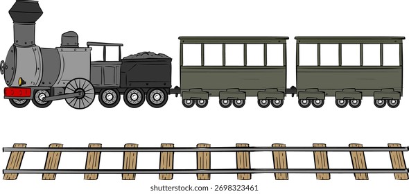 Viejo tranvía y tren de dibujos animados