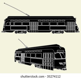 Old Tram Trolley Vector 02