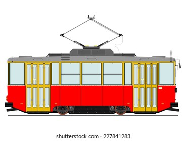Old tram. Vector illustration without gradients on one layer. 