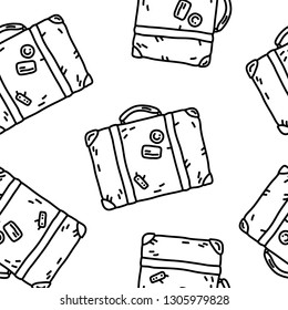 
Old travel case. Hand-drawn vector illustration. Seamless pattern. Print for t-shirt and bags. Doodle. Design element.