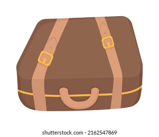 Vieja maleta de viaje. Piloto plano Doodle. Todos los objetos se vuelven a pintar.