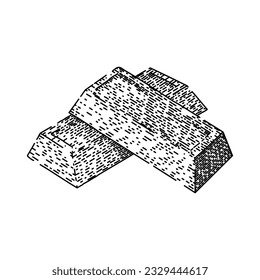 old treasure gold bar hand drawn. chest pirate, box adventure, illustration vector old treasure gold vector sketch. isolated black illustration