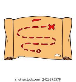 old treasure map colored illustration hand drawn vector	