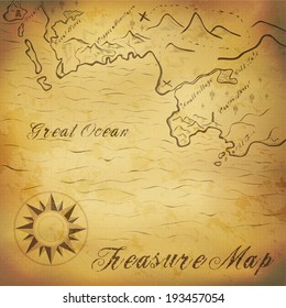 Old Treasure Map With Hand Drawn Elements. Illustration Contains Gradient Mesh