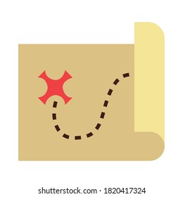 old treasure map icon over white background, flat style, vector illustration