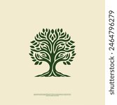 The old tree asset vector art illustrations Botanic tree of life logo with tree vector isolated, illustration, Wild oak tree, in Eps format