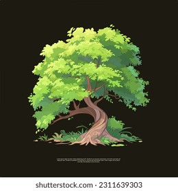 The old tree asset vector art illustrations showcase the beauty and grandeur of ancient trees.With intricate details and a touch of nostalgia,they bring a sense of serenity and timelessness to design