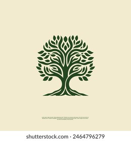 The old tree asset vector art illustrations Botanic tree of life logo with tree vector isolated, illustration, Wild oak tree, in Eps format