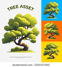 The old tree asset vector art illustrations showcase the beauty and grandeur of ancient trees.With intricate details and a touch of nostalgia,they bring a sense of serenity and timelessness to design