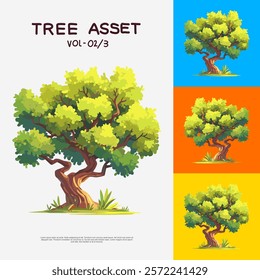 The old tree asset vector art illustrations showcase the beauty and grandeur of ancient trees.With intricate details and a touch of nostalgia,they bring a sense of serenity and timelessness to design