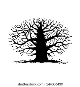 Old tree bare, silhouette for your design