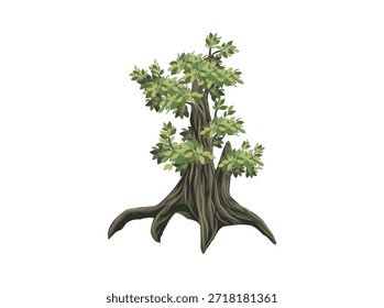 Árvore antiga, bonsai ilustrações vetoriais isoladas no branco