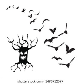 Old Tree and Flying Bats