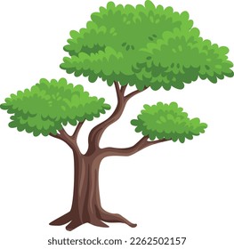 Old tree icon. Cartoon green woodland plant