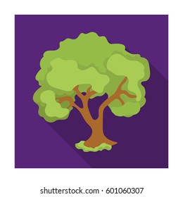An old tree with a large green crown.Farm and gardening single icon in flat style vector symbol stock web illustration.