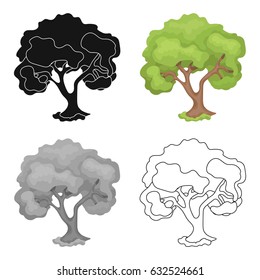An old tree with a large green crown.Farm and gardening single icon in cartoon style vector symbol stock illustration.