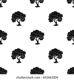 An old tree with a large green crown.Farm and gardening single icon in black style vector symbol stock illustration.
