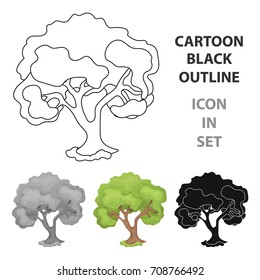 An old tree with a large green crown.Farm and gardening single icon in cartoon style vector symbol stock illustration.