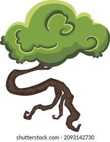 Old tree plant, freehand drawing vector cartoon style
