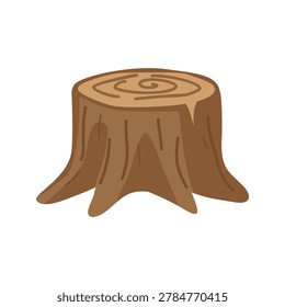 Old tree stump with strong root base forestry logging lumber icon flat vector