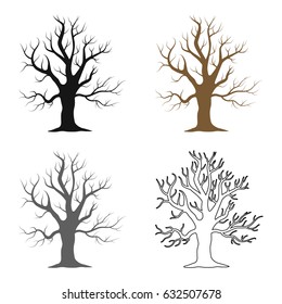 Old tree vector icon in cartoon style for web