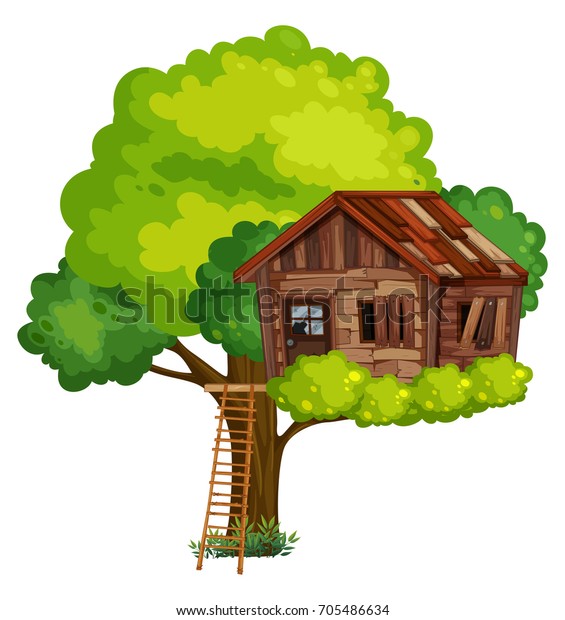 木のイラストで作った古い木の家 のベクター画像素材 ロイヤリティフリー