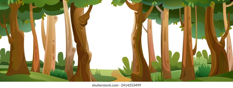 Árboles viejos en el parque. Aislado sobre fondo blanco. Vista de los árboles. Paisaje paisajístico. Divertido estilo de caricatura. Vector