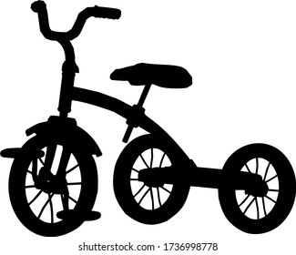 Old Tricycle. Retro bicycle Isolated vector.