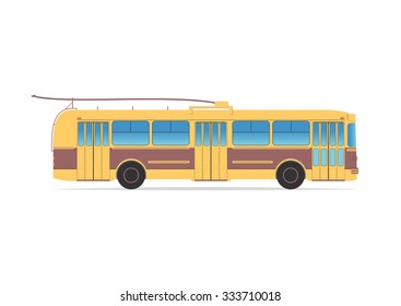 Old trolleybus isolated on white. Vector illustration. EPS 10, opacity