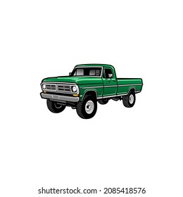 Old truck, American retro truck illustration vector