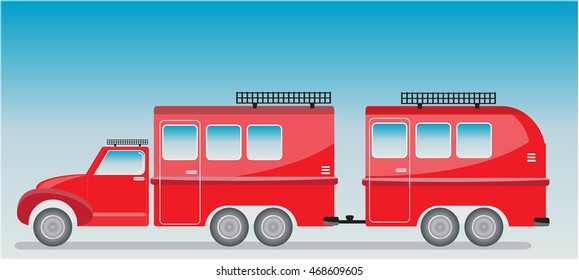 Old truck and Camping Caravan car  Vector Illustration