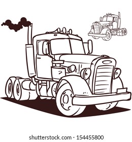 Old Truck. Cartoon Contour Illustration