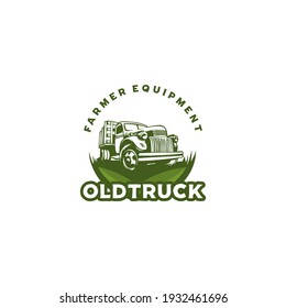 old truck farm equipment logo vector