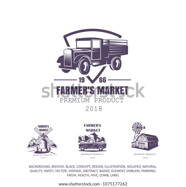 old truck,\
farmer\'s logo, agriculture\
icon