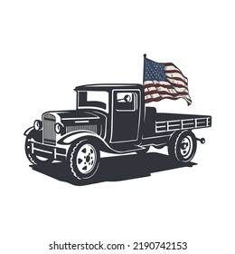 Old Truck with Flag | Farmhouse | EPS10