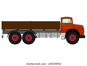 Old truck. Vector illustration without gradients on one layer.