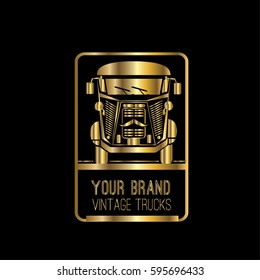 Old truck vector logo design template. French vintage truck illustration