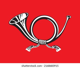 Old trumpet over red background 