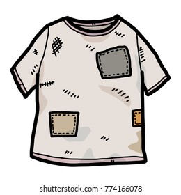 old t-shirt / cartoon vector and illustration, hand drawn style, isolated on white background.