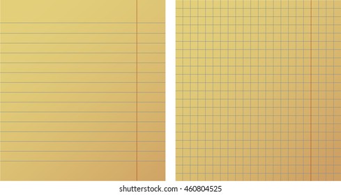The old, turned yellow sheets of paper in a cage and a ruler